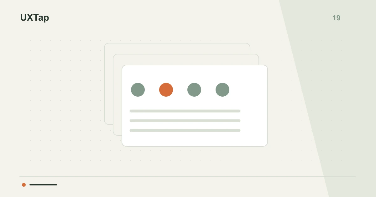 Tarjetas de datos apiladas con puntos y líneas ordenados.