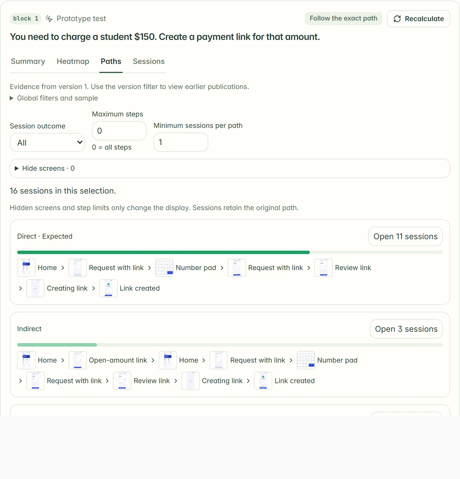 Paths tab with the routes