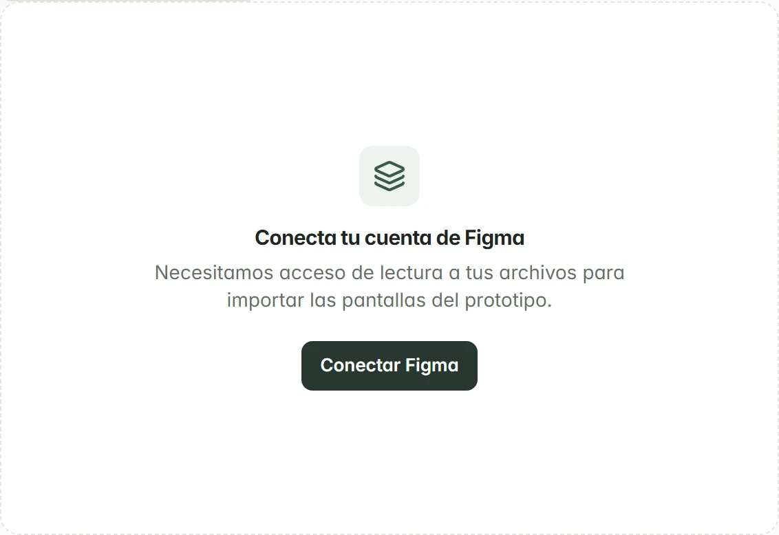 Tarjeta Conectar Figma en la pestaña Prototipo