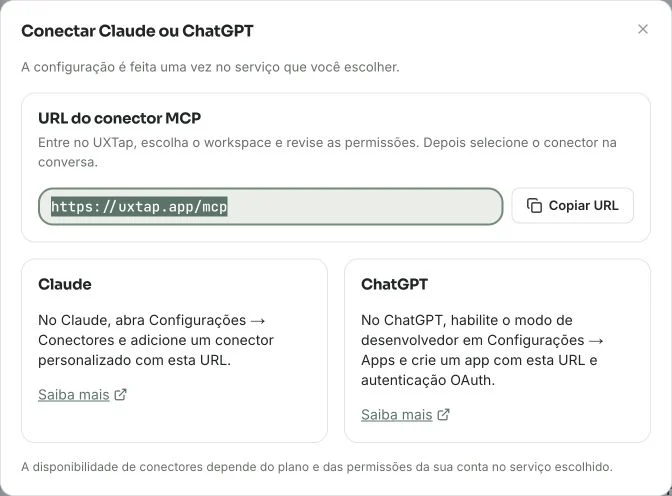 Copiar a URL do conector
